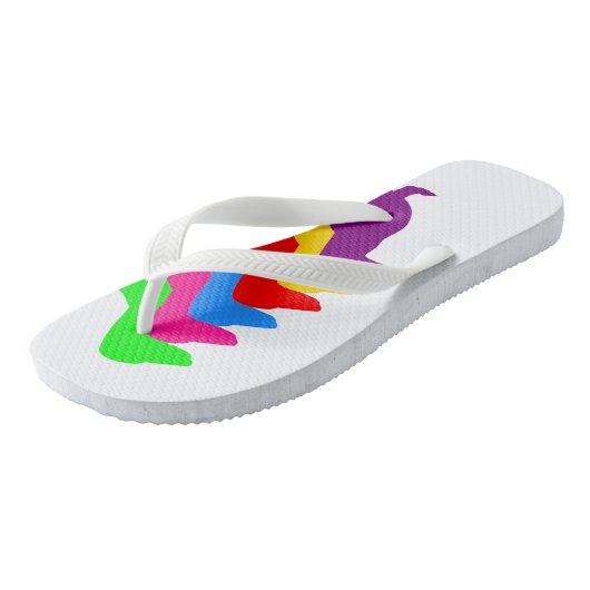 Rainbow Dackel Flip Flops Badesandalen (Schrägansicht)