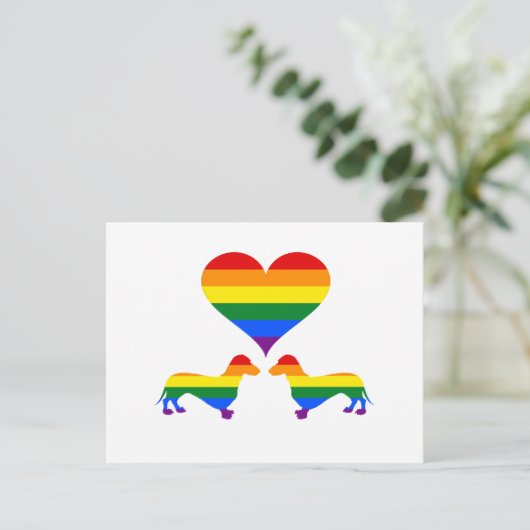 Rainbow-Dackeln Postkarte (Stehend Vorderseite)