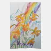 Rainbow Daffodier Spring Wasserfarben Blume Geschirrtuch (Vertikal)