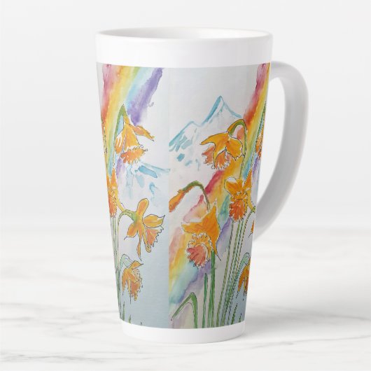 Rainbow Daffodin Spring Wasserfarbene Tasse (Rechte Ecke)