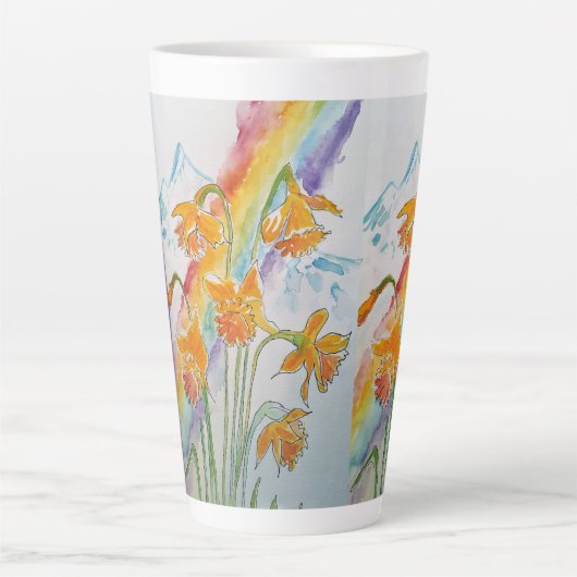 Rainbow Daffodin Spring Wasserfarbene Tasse (Vorderseite)