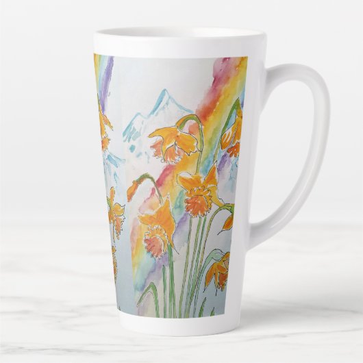 Rainbow Daffodin Spring Wasserfarbene Tasse (Rechts)