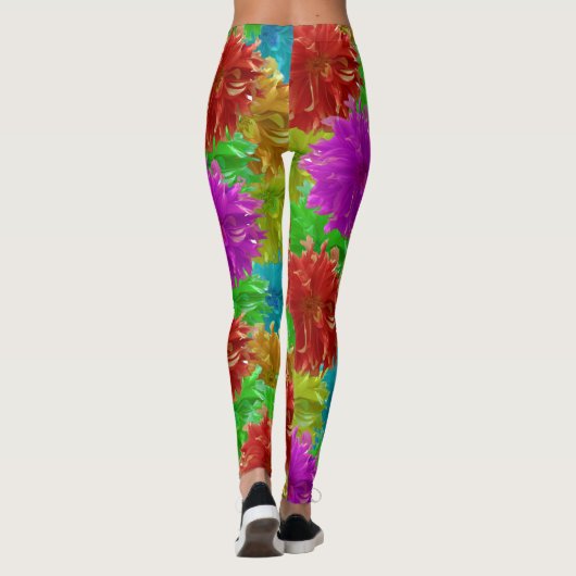 Rainbow Dahlia Blume Explosion Leggings (Rückseite)