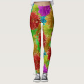 Rainbow Dahlia Blume Explosion Leggings (Vorderseite)