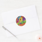 Rainbow Daisies in Designer Vase Runder Aufkleber (Umschlag)