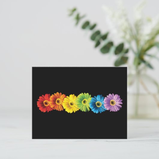 Rainbow Daisies Postkarte (Stehend Vorderseite)