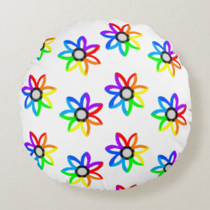 Rainbow Daisies Rundes Kissen
