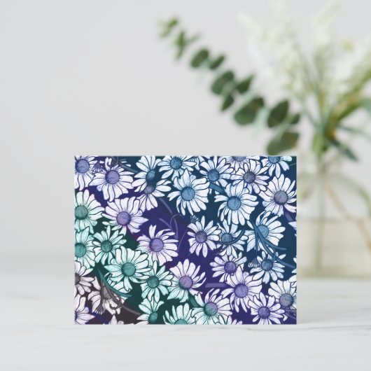 Rainbow Daisy Blume Muster Frühjahr Postkarte (Stehend Vorderseite)