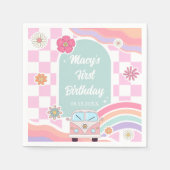 Rainbow Daisy Car Birthday Napkin Serviette (Vorderseite)