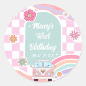 Rainbow Daisy Car Birthday Sticker (Vorderseite)