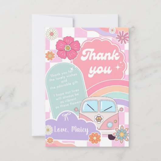 Rainbow Daisy Car Dankeskarte (Vorderseite)