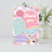 Rainbow Daisy Car Dankeskarte (Stehend Vorderseite)