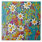 Rainbow Daisy Keramik Tile Fliese (Vorderseite)