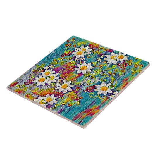 Rainbow Daisy Keramik Tile Fliese (Seite)