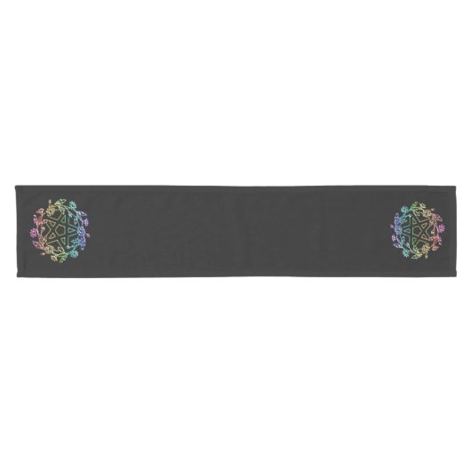 Rainbow Daisy Pentagramm Altar Tuch Kurzer Tischläufer (Horizontal)