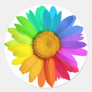 Rainbow Daisy Runder Aufkleber