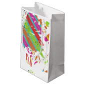 Rainbow Daisy Strip Design Kleine Geschenktüte (Rückseite Schrägansicht)