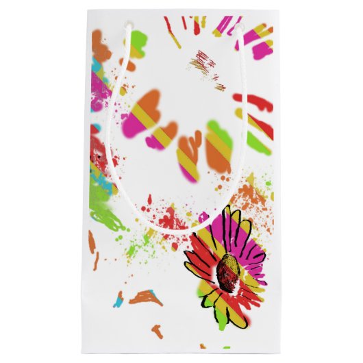 Rainbow Daisy Strip Design Kleine Geschenktüte (Vorderseite)