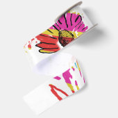 Rainbow Daisy Strip Design Satinband (Rückseite)