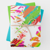 Rainbow Daisy Strip Design-Soft Aquamarin/Limon Geschenkpapier Set (Beispiel)