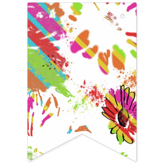 Rainbow Daisy Strip Design Wimpelkette (Erste Fahne)