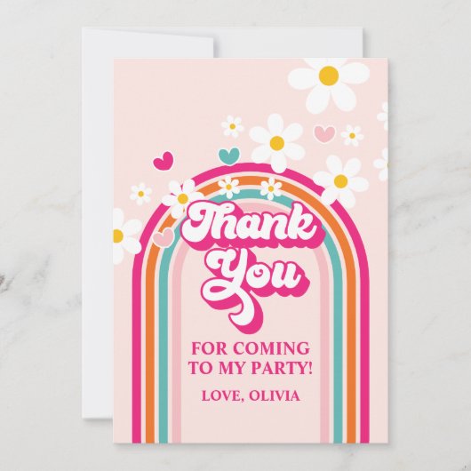 Rainbow Daisy Vielen Dank Einladung (Vorderseite)