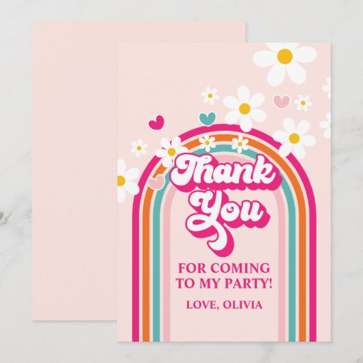 Rainbow Daisy Vielen Dank Einladung (Vorne/Hinten)