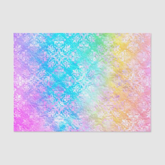 [Rainbow Damask] Elegant Colorful Soft Pastels Seidenpapier (Vorderseite)