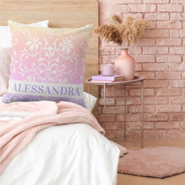 Rainbow Damask Girls Decor Kissen (Von Creator hochgeladen)