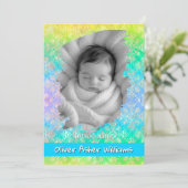 [Rainbow Damask] Soft Pastels Baby Boy Birth Ankündigung (Stehend Vorderseite)