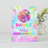 Rainbow Dance Disco Party Neo Glow Einladung (Stehend Vorderseite)