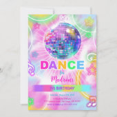 Rainbow Dance Disco Party Neo Glow Einladung (Vorderseite)