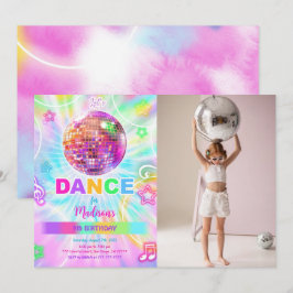 Rainbow Dance Disco Party Neonfarben Foto Einladung