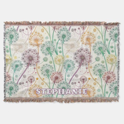 Rainbow Dandelion Breeze - Whimsisches Floral Decke (Vorderseite)