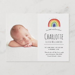 Rainbow Dankeschön-Karte, Geburtsankündigungen Postkarte