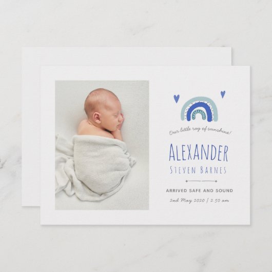 Rainbow Dankeschön Karte, Neue Baby Ankündigung Postkarte (Vorne/Hinten)