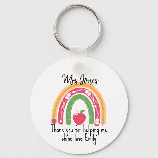 Rainbow Dankeschön Lehrer Geschenkschlüssel Ring Schlüsselanhänger (Rückseite)