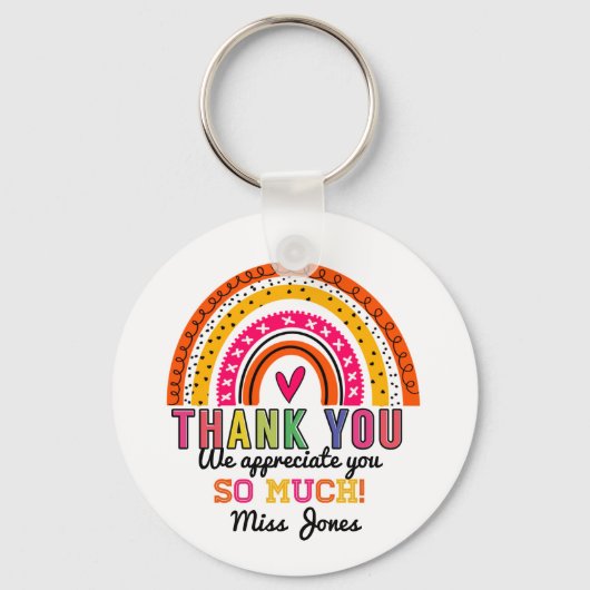 Rainbow Dankeschön Lehrer Geschenkschlüssel Ring Schlüsselanhänger (Rückseite)