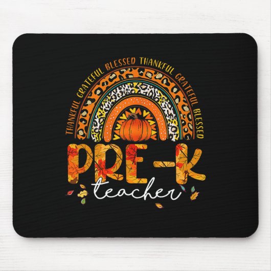 Rainbow Dankeschön Pre-K Teacher Fall Erntedank Mousepad (Vorne)