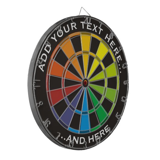 Rainbow Dartboard mit benutzerdefiniertem Text Dartscheibe (Vorderseite Links)