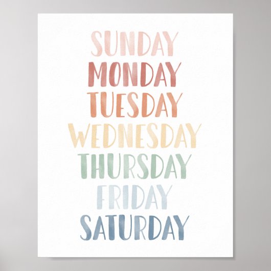 Rainbow Days of the Week Classroom Poster (Vorne)