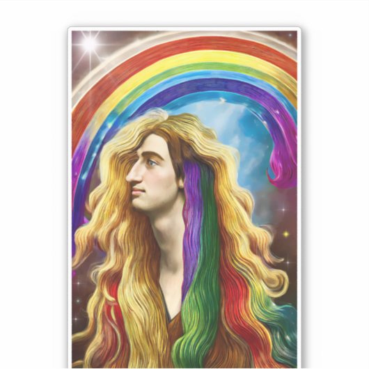 Rainbow Deity Man of All Liebe Fantasy Art Aufkleber (Vorderseite)