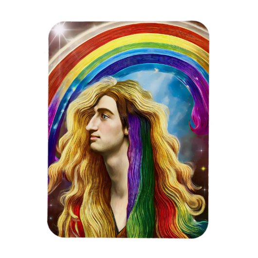 Rainbow Deity Man of All Liebe Fantasy Art Magnet (Vertikal)