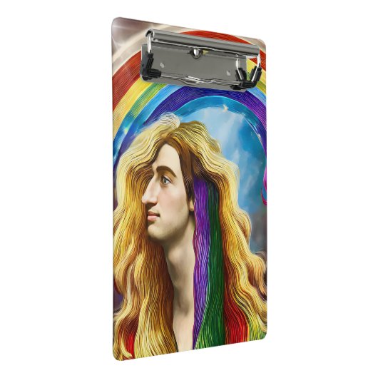 Rainbow Deity Man of All Liebe Fantasy Art Mini Klemmbrett (Schrägansicht)