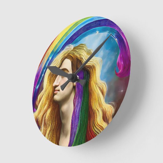 Rainbow Deity Man of All Liebe Fantasy Art Runde Wanduhr (Winkel)