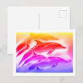 Rainbow-Delfine Art Postkarte (Vorne/Hinten)