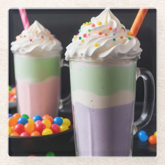 Rainbow Delight Milchshakes Glasuntersetzer (Vorderseite)