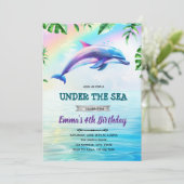 Rainbow-Delphin - Einladung zum Geburtstag (Stehend Vorderseite)