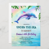 Rainbow-Delphin - Einladung zum Geburtstag (Vorne/Hinten)