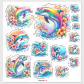 Rainbow-Delphin und Ocean-Retro-Aufkleber Aufkleber (Blatt)